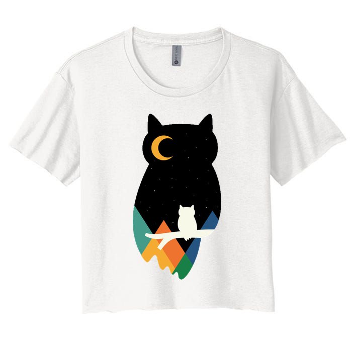 Night Owl Moon Pyramid Women's Crop Top Tee