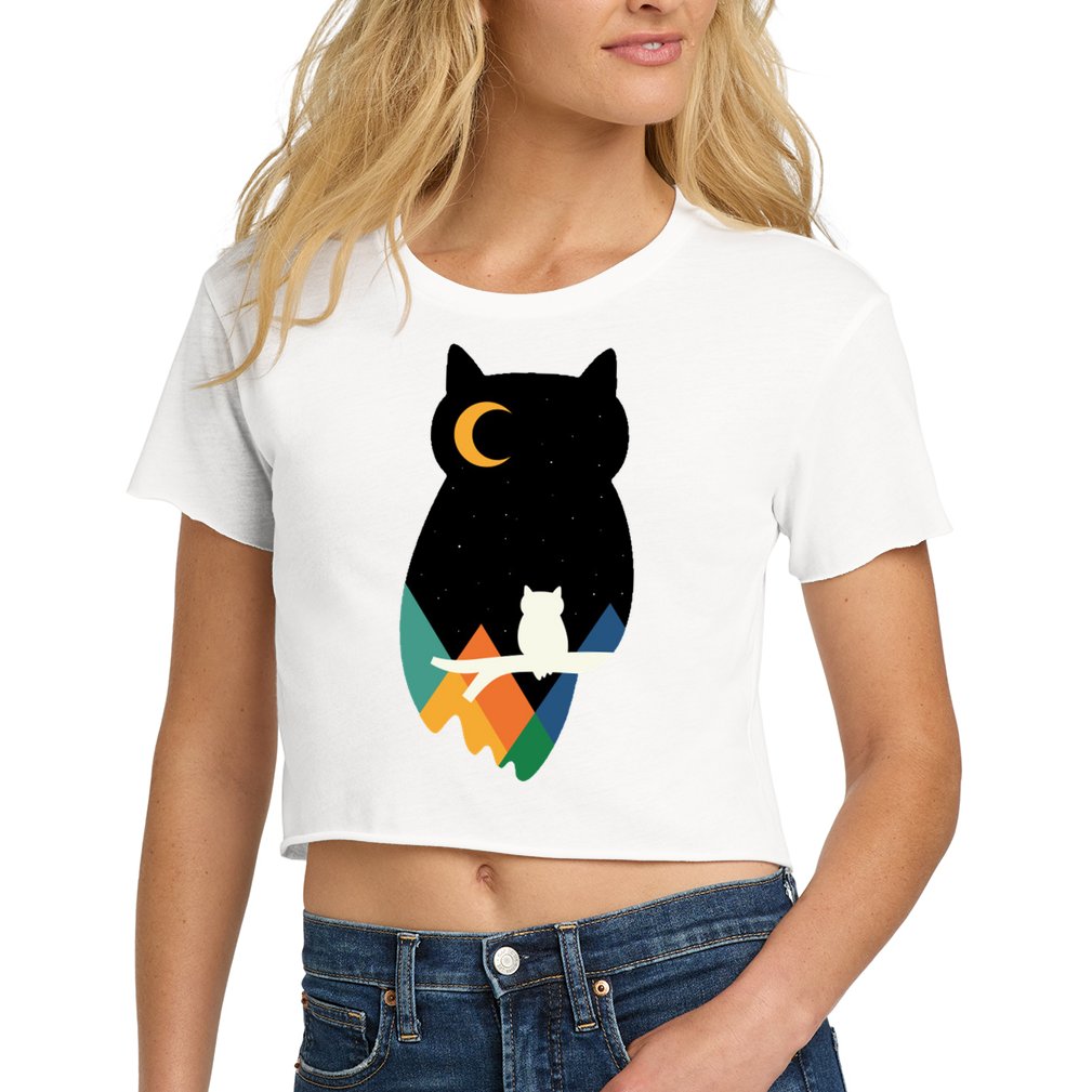 Night Owl Moon Pyramid Women's Crop Top Tee