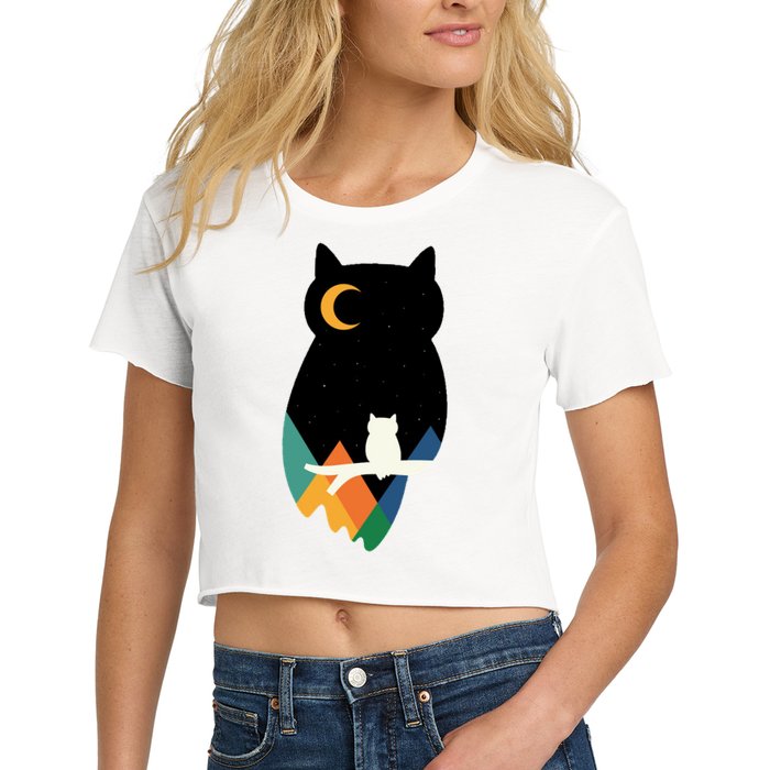 Night Owl Moon Pyramid Women's Crop Top Tee