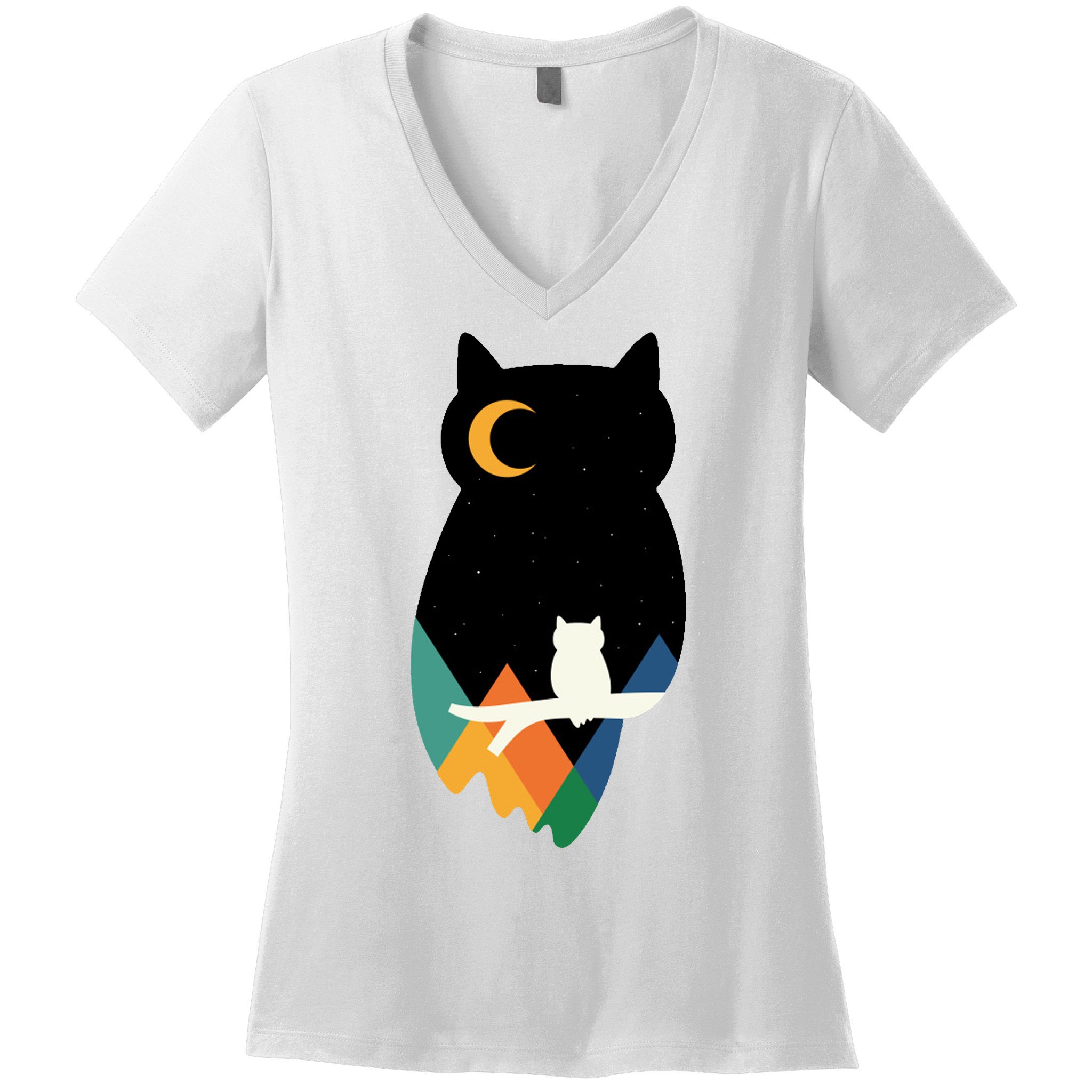 Night Owl Moon Pyramid Women's V-Neck T-Shirt