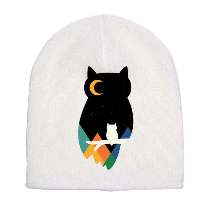 Night Owl Moon Pyramid Short Acrylic Beanie