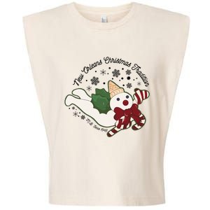 New Orleans Mr Bingle Christmas Tradition Snowmen Christmas Garment-Dyed Women's Muscle Tee