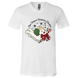 New Orleans Mr Bingle Christmas Tradition Snowmen Christmas V-Neck T-Shirt