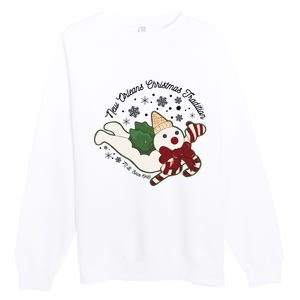 New Orleans Mr Bingle Christmas Tradition Snowmen Christmas Premium Crewneck Sweatshirt