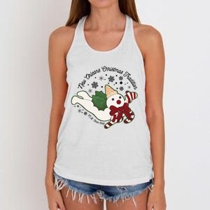 New Orleans Mr Bingle Christmas Tradition Snowmen Christmas Women's Knotted Racerback Tank