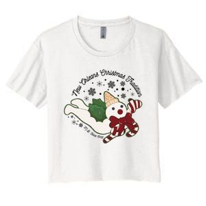 New Orleans Mr Bingle Christmas Tradition Snowmen Christmas Women's Crop Top Tee