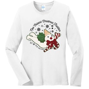 New Orleans Mr Bingle Christmas Tradition Snowmen Christmas Ladies Long Sleeve Shirt