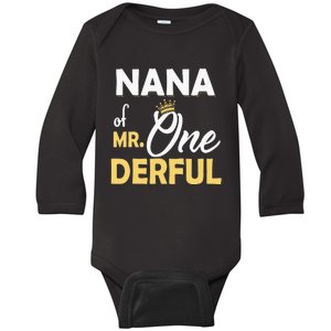 Nana of Mr One Derful Party Matching Family 1st Birthday Baby Long Sleeve Bodysuit