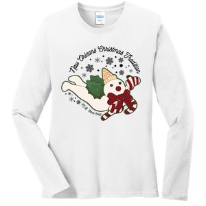 New Orleans Mr Bingle Christmas Tradition Snowmen Christmas Long Sleeve Ladies Long Sleeve Shirt