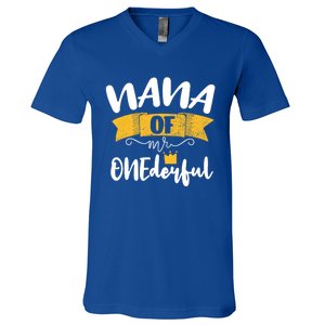 Nana Of Mr Onederful 1st Party Matching Family Cool Gift V-Neck T-Shirt