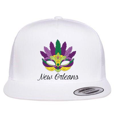 New Orleans Mardi Gras Souvenir Mask Flat Bill Trucker Hat