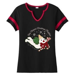 New Orleans Mr Bingle Christmas Tradition Snowmen Xmas Ladies Halftime Notch Neck Tee