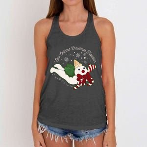 New Orleans Mr Bingle Christmas Tradition Snowmen Xmas Women's Knotted Racerback Tank