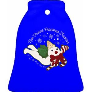 New Orleans Mr Bingle Christmas Tradition Snowmen Xmas Ceramic Bell Ornament