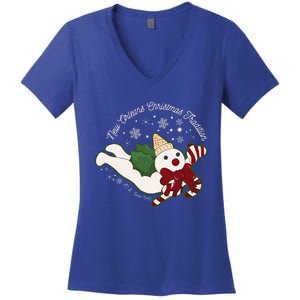 New Orleans Mr Bingle Christmas Tradition Snowmen Xmas Women's V-Neck T-Shirt