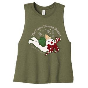 New Orleans Mr Bingle Christmas Tradition Snowmen Xmas Women's Racerback Cropped Tank