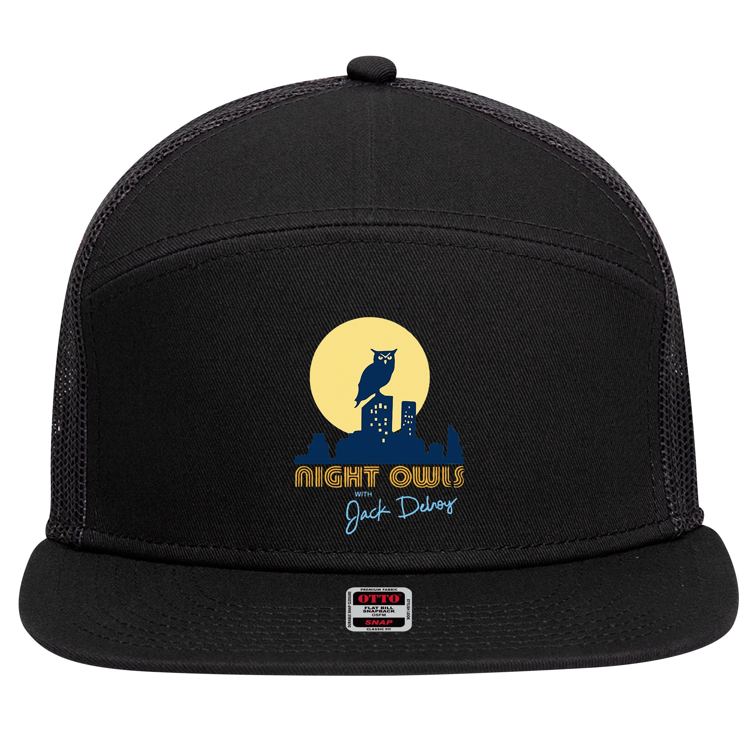 Night Owls 7 Panel Mesh Trucker Snapback Hat