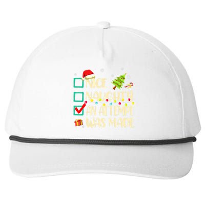 Naughty Or Nice Funny An Attempt Was Made Christmas Snapback Five-Panel Rope Hat