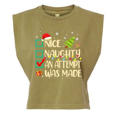 Naughty Or Nice Funny An Attempt Was Made Christmas Garment-Dyed Women's Muscle Tee