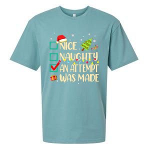 Naughty Or Nice Funny An Attempt Was Made Christmas Sueded Cloud Jersey T-Shirt