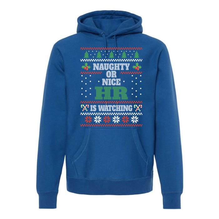 Naughty Or Nice Hu Resources Ager Ugly Christmas Hr Cool Gift Premium Hoodie