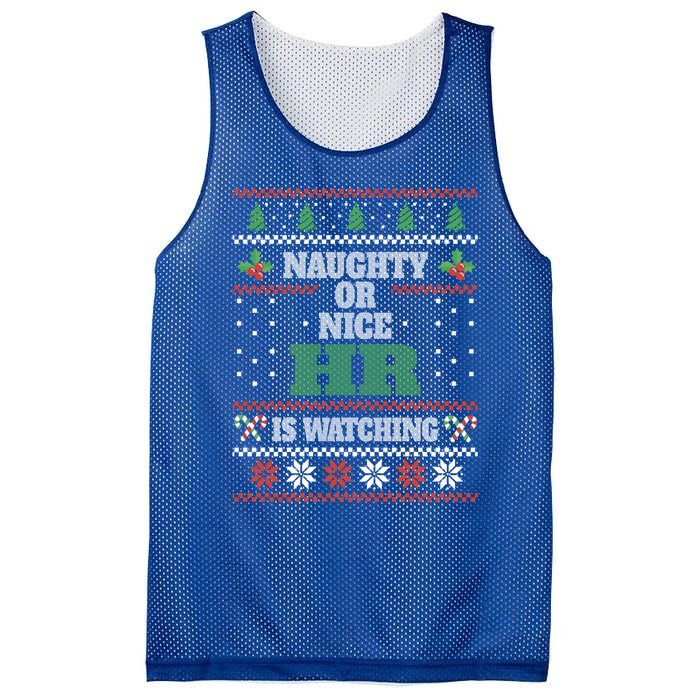 Naughty Or Nice Hu Resources Ager Ugly Christmas Hr Cool Gift Mesh Reversible Basketball Jersey Tank