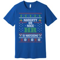 Naughty Or Nice Hu Resources Ager Ugly Christmas Hr Cool Gift Premium T-Shirt