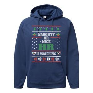 Naughty Or Nice Hu Resources Ager Ugly Christmas Hr Cool Gift Performance Fleece Hoodie