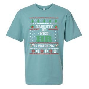 Naughty Or Nice Hu Resources Ager Ugly Christmas Hr Cool Gift Sueded Cloud Jersey T-Shirt