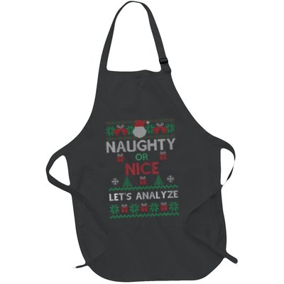 Naughty Or Nice LetS Analyze Ugly Christmas Xmas Pajamas Full-Length Apron With Pockets