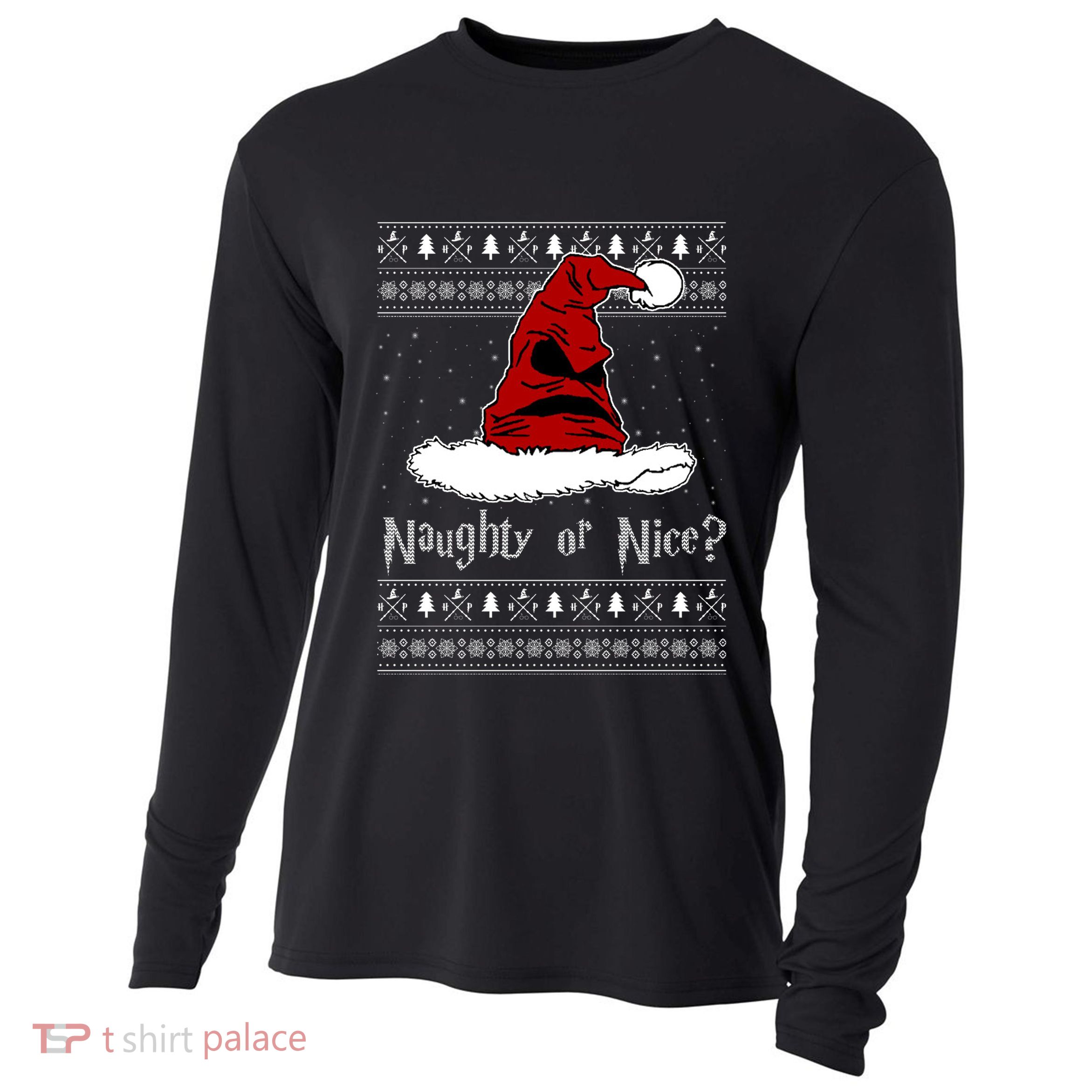 Naughty Or Nice Sorting Santa Claus Ugly Cooling Performance Long Sleeve Crew