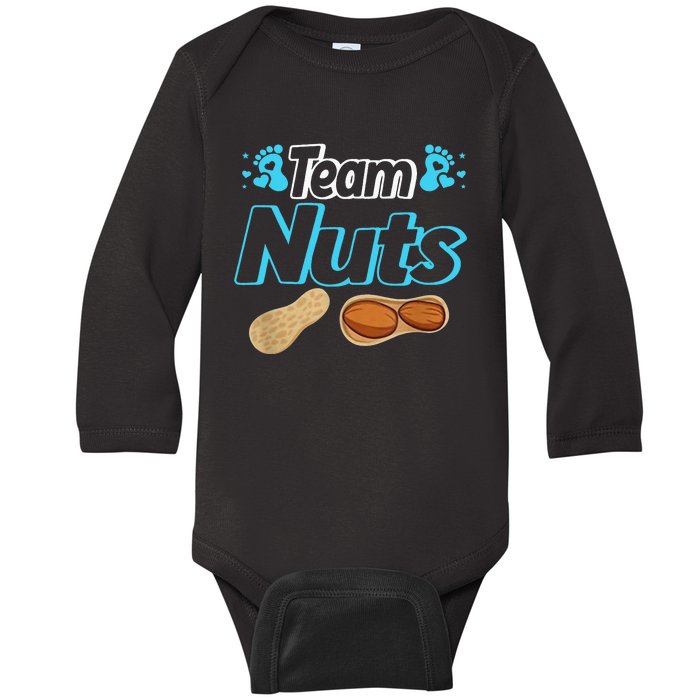 Nuts Or No Nuts Baby Shower Gender Reveal Team  Team Baby Long Sleeve Bodysuit