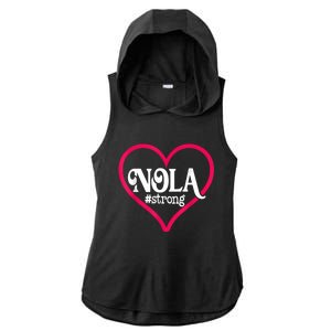 New Orleans Nola Strong Heart New Orleans Strong Ladies PosiCharge Tri-Blend Wicking Draft Hoodie Tank