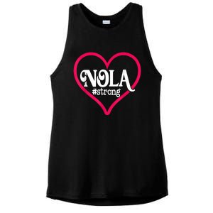 New Orleans Nola Strong Heart New Orleans Strong Ladies PosiCharge Tri-Blend Wicking Tank