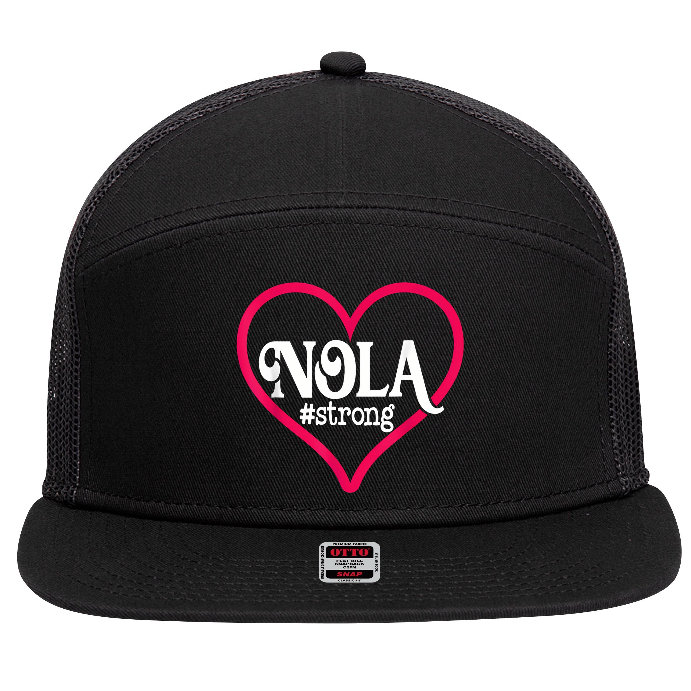 New Orleans Nola Strong Heart New Orleans Strong 7 Panel Mesh Trucker Snapback Hat