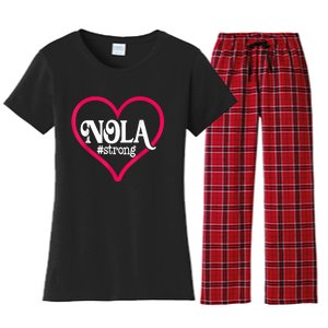 New Orleans Nola Strong Heart New Orleans Strong Women's Flannel Pajama Set