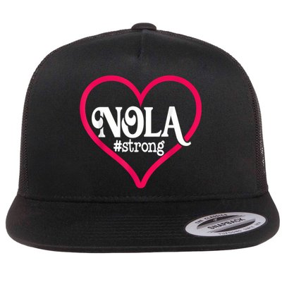 New Orleans Nola Strong Heart New Orleans Strong Flat Bill Trucker Hat