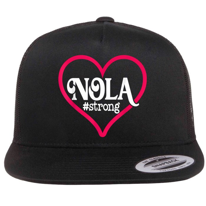 New Orleans Nola Strong Heart New Orleans Strong Flat Bill Trucker Hat