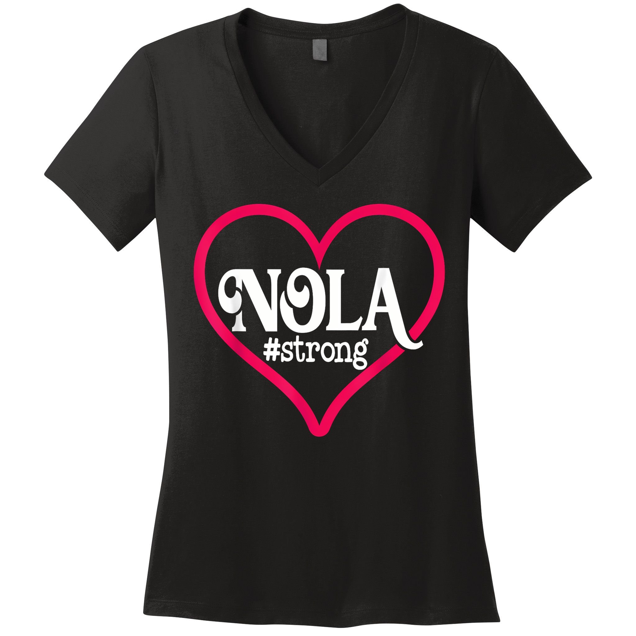 New Orleans Nola Strong Heart New Orleans Strong Women's V-Neck T-Shirt