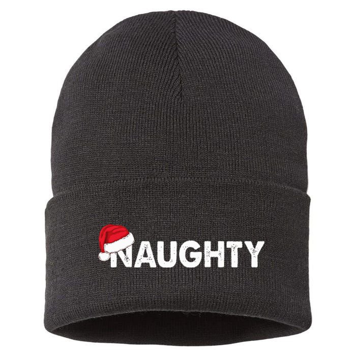 Naughty Or Nice Matching Christmas Couples Sustainable Knit Beanie