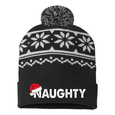 Naughty Or Nice Matching Christmas Couples USA-Made Snowflake Beanie