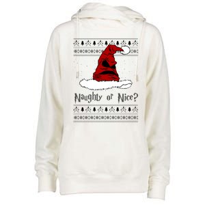 Naughty Or Nice Sorting Santa Claus Ugly Womens Funnel Neck Pullover Hood