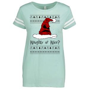 Naughty Or Nice Sorting Santa Claus Ugly Enza Ladies Jersey Football T-Shirt