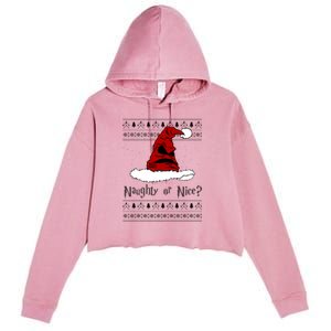 Naughty Or Nice Sorting Santa Claus Ugly Crop Fleece Hoodie