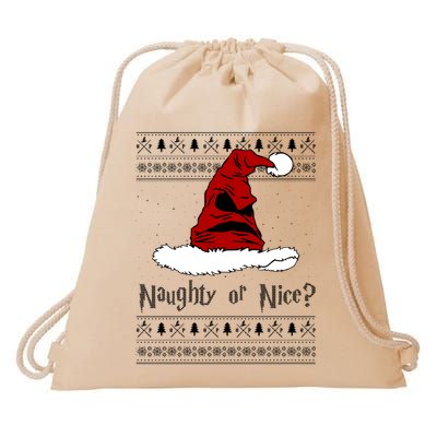 Naughty Or Nice Sorting Santa Claus Ugly Drawstring Bag