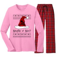 Naughty Or Nice Sorting Santa Claus Ugly Women's Long Sleeve Flannel Pajama Set 