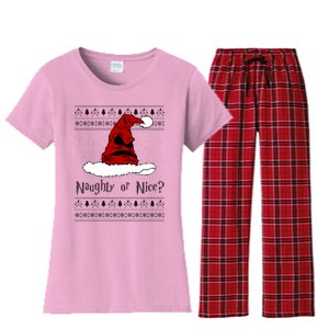 Naughty Or Nice Sorting Santa Claus Ugly Women's Flannel Pajama Set