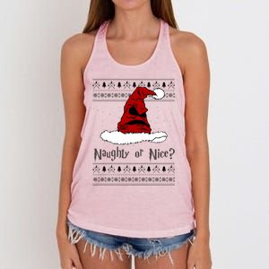 Naughty Or Nice Sorting Santa Claus Ugly Women's Knotted Racerback Tank