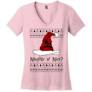 Naughty Or Nice Sorting Santa Claus Ugly Women's V-Neck T-Shirt