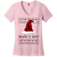 Naughty Or Nice Sorting Santa Claus Ugly Women's V-Neck T-Shirt